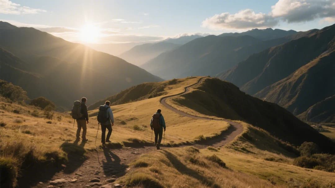 Senderos montañosos en Soreypampa con opciones de ruta hacia la Laguna de Humantay.