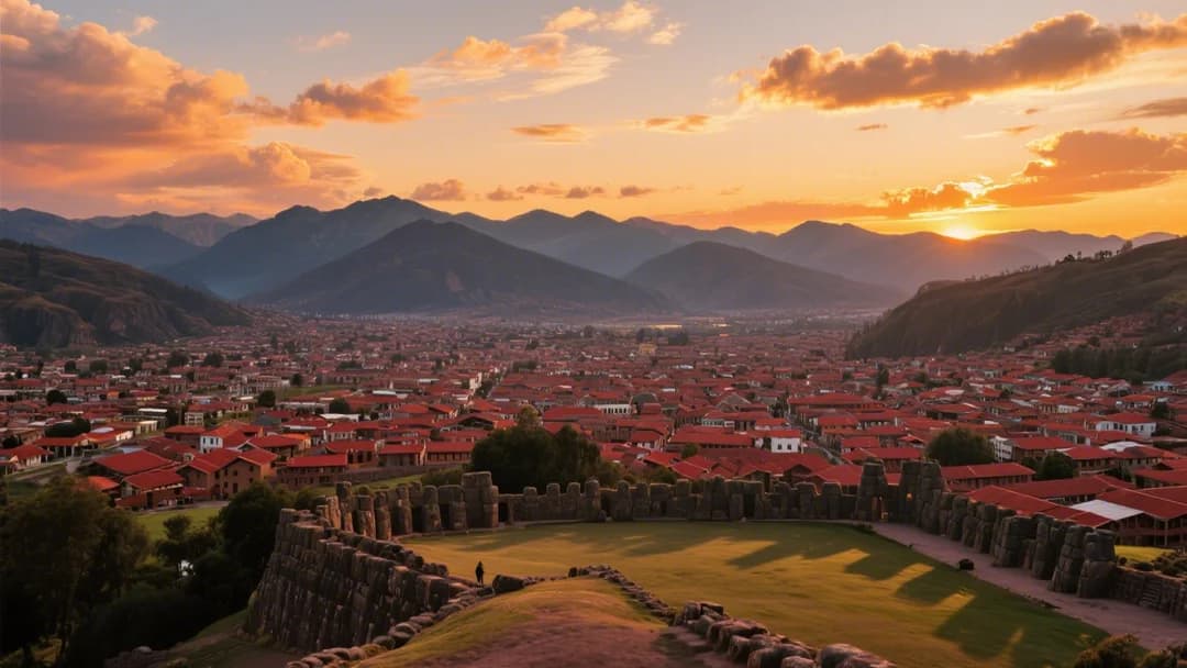Vista panorámica de la ciudad de Cusco al atardecer