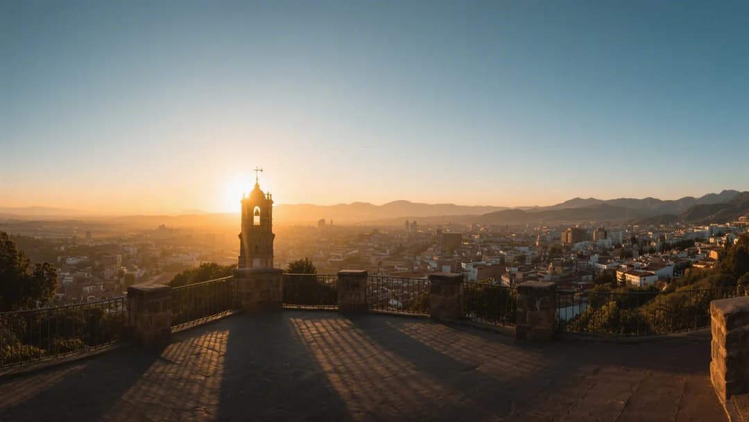 Vista panorámica del Mirador de San Cristóbal en Cusco al atardecer.
