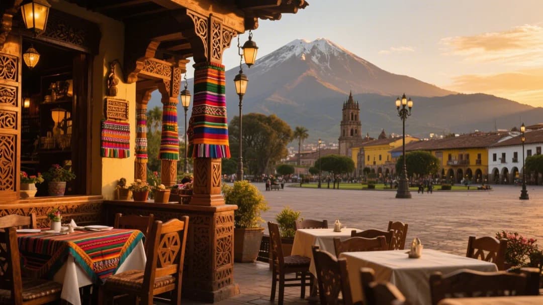 Vista panorámica de Cusco con un restaurante tradicional en primer plano
