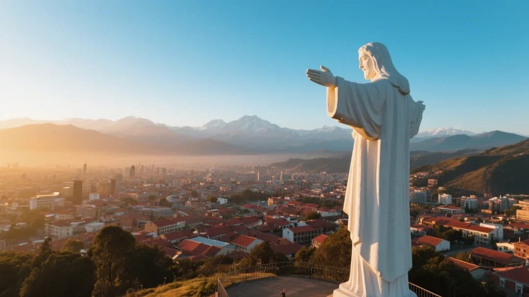 Estatua del Cristo Blanco en Cusco con vista a la ciudad.