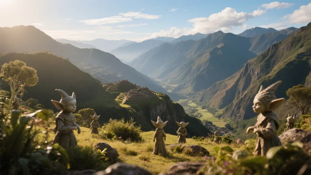 Vista panorámica del Valle de los Duendes en Cusco, un paisaje mágico y lleno de esculturas de duendes.