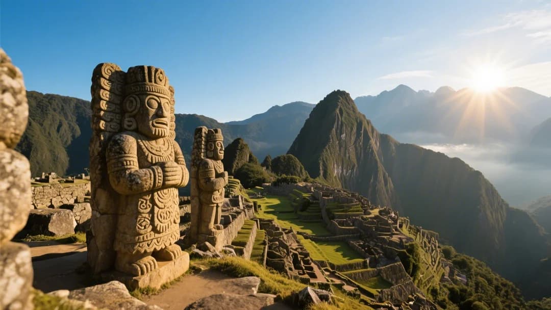 Esculturas de dioses incas en la Morada de los Dioses, Cusco.