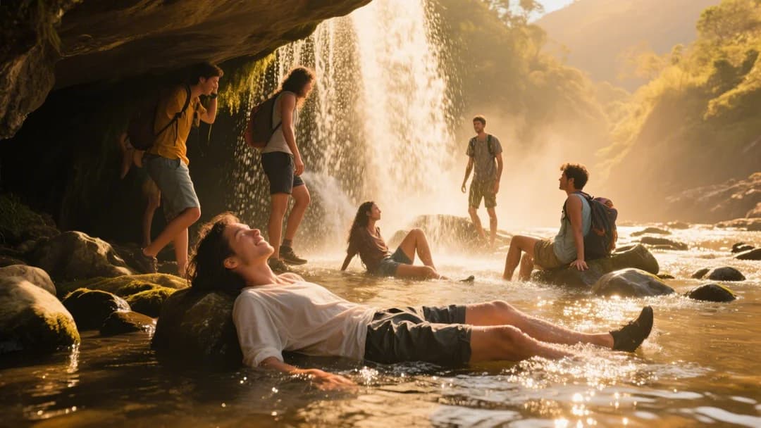 Personas disfrutando de las aguas refrescantes de Inkilltambo