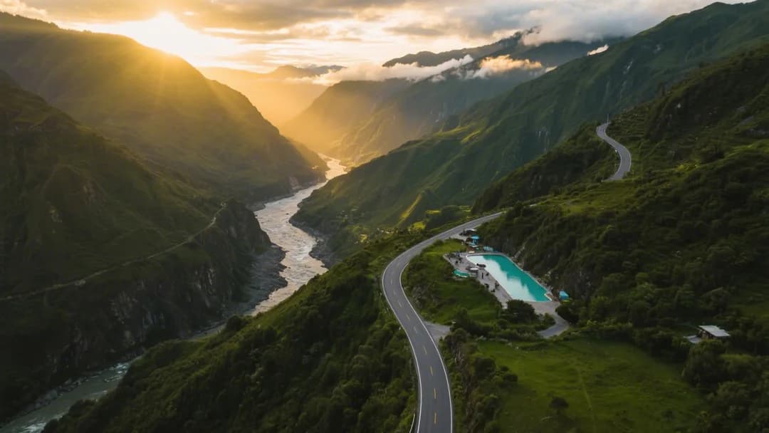 Camino de montaña hacia los baños termales de Cocalmayo en Cusco