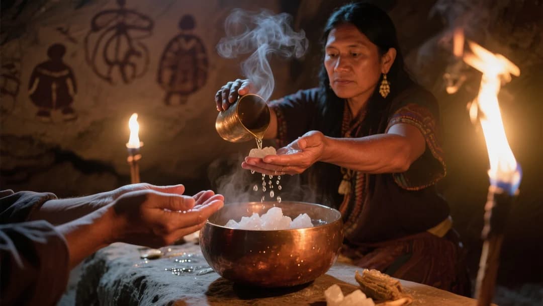 Ceremonia de purificación con agua y sal en Pucunactianan