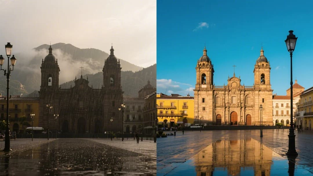 Comparación del clima en Cusco entre abril (transición) y junio (temporada seca).
