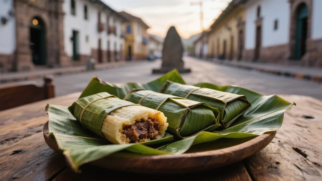 Tamales cusqueños en un puesto callejero de Cusco