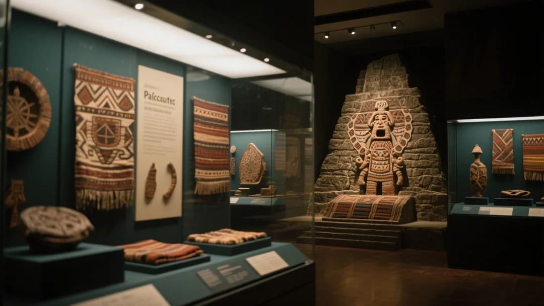 Interior educativo del Monumento a Pachacútec mostrando exhibiciones incas